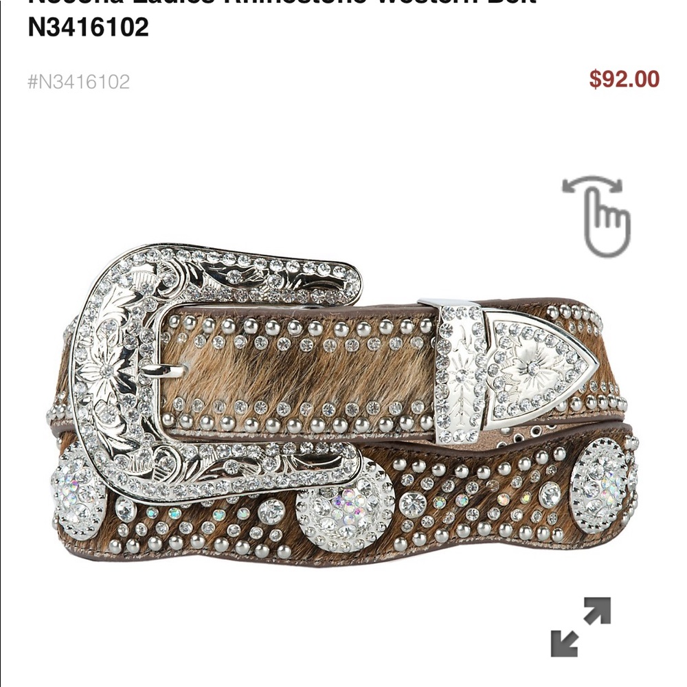 Cowhide Belt with Rhinestones